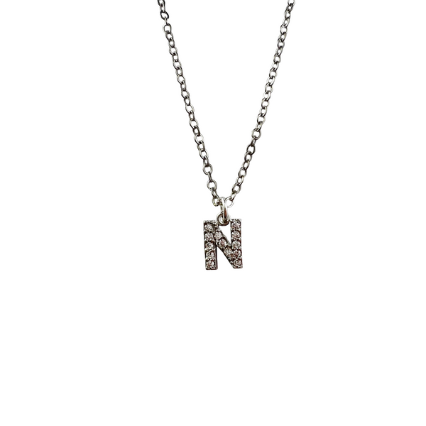 Silver sparkling letter necklace