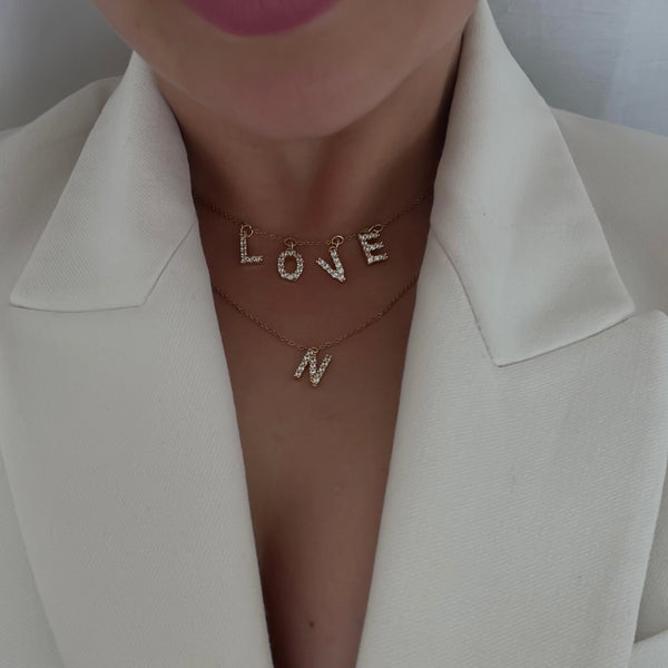 Sparkling letter necklace